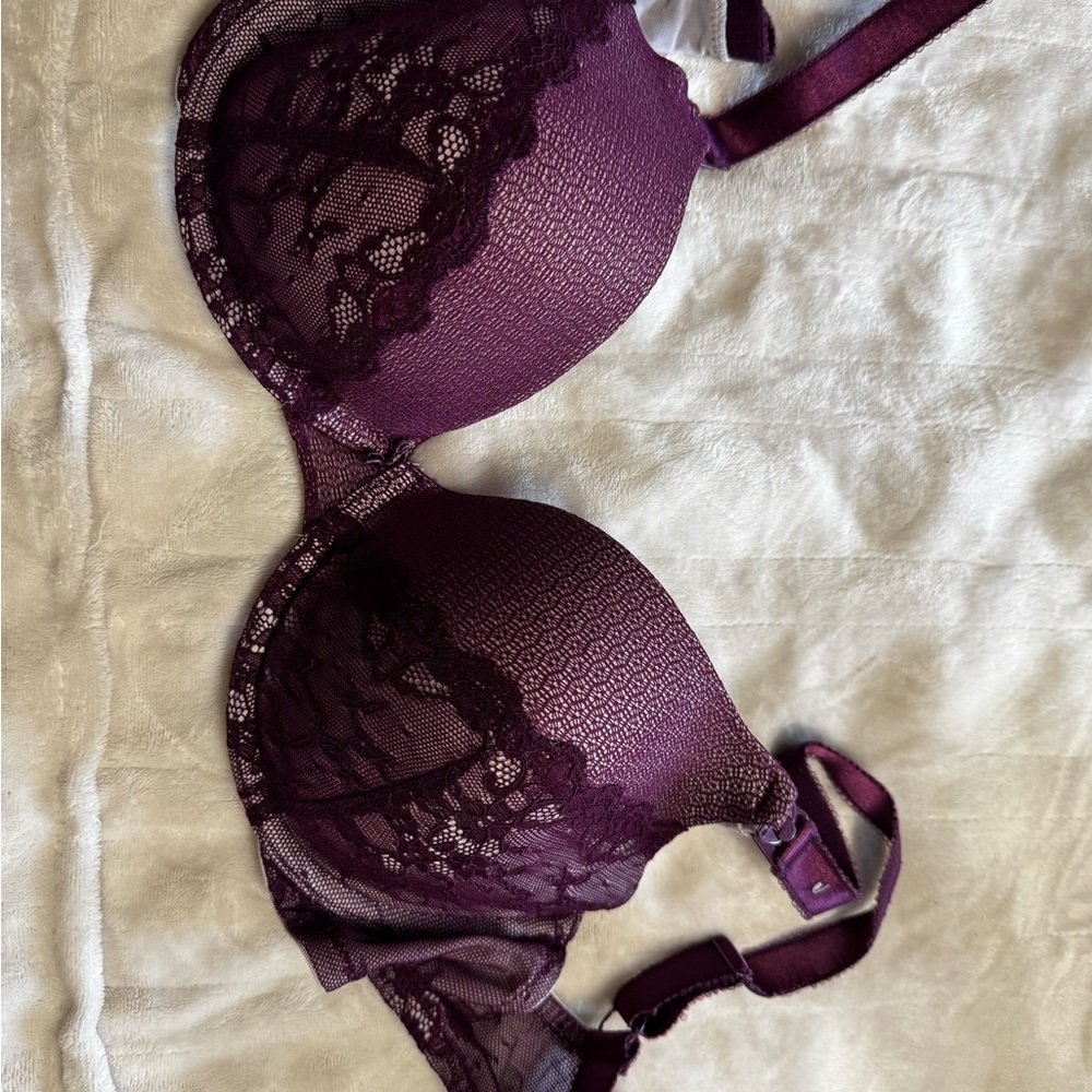 Elegant lace maternity/nursing bra in deep burgundy